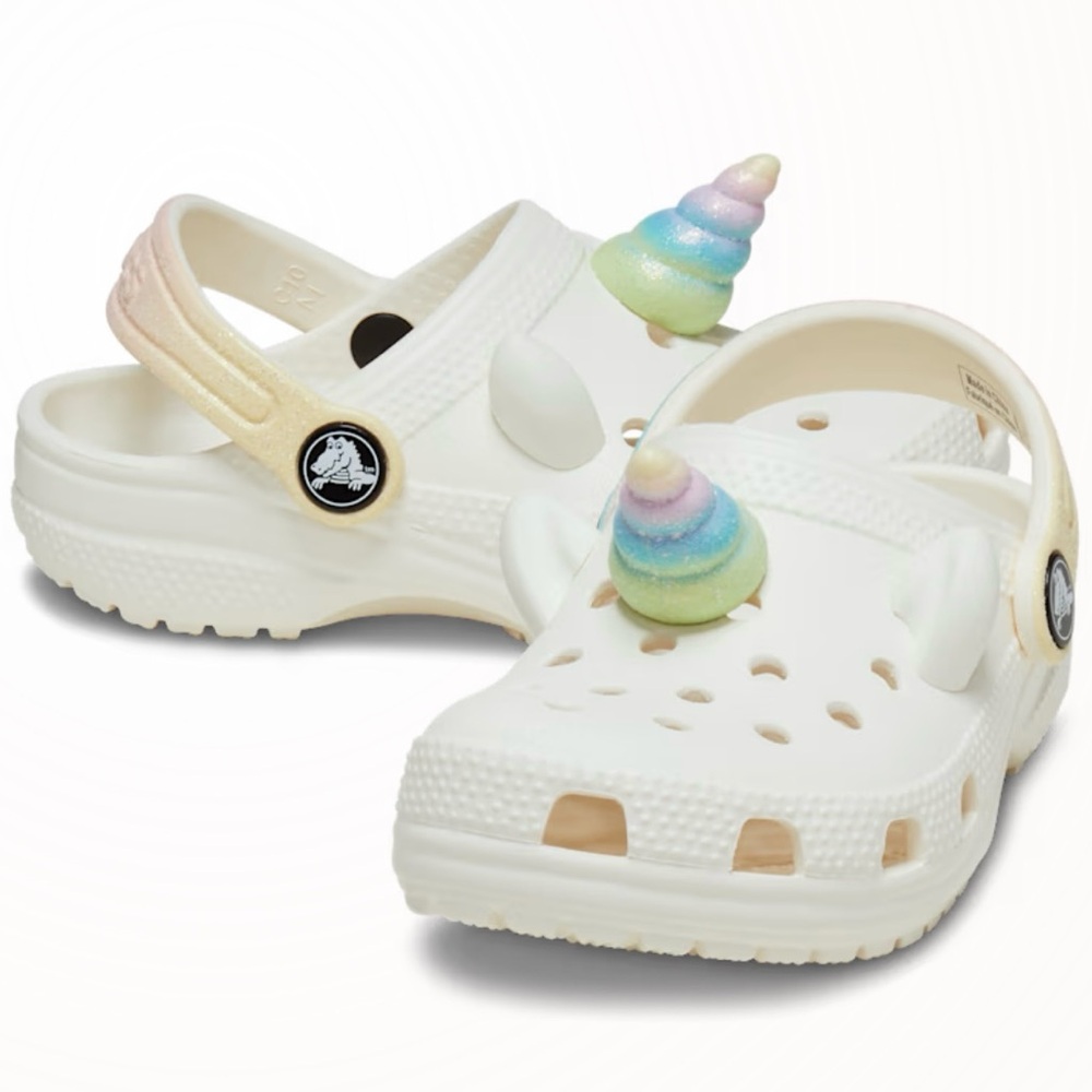 CROCS White Cream Sandals with Jibbitz Charm